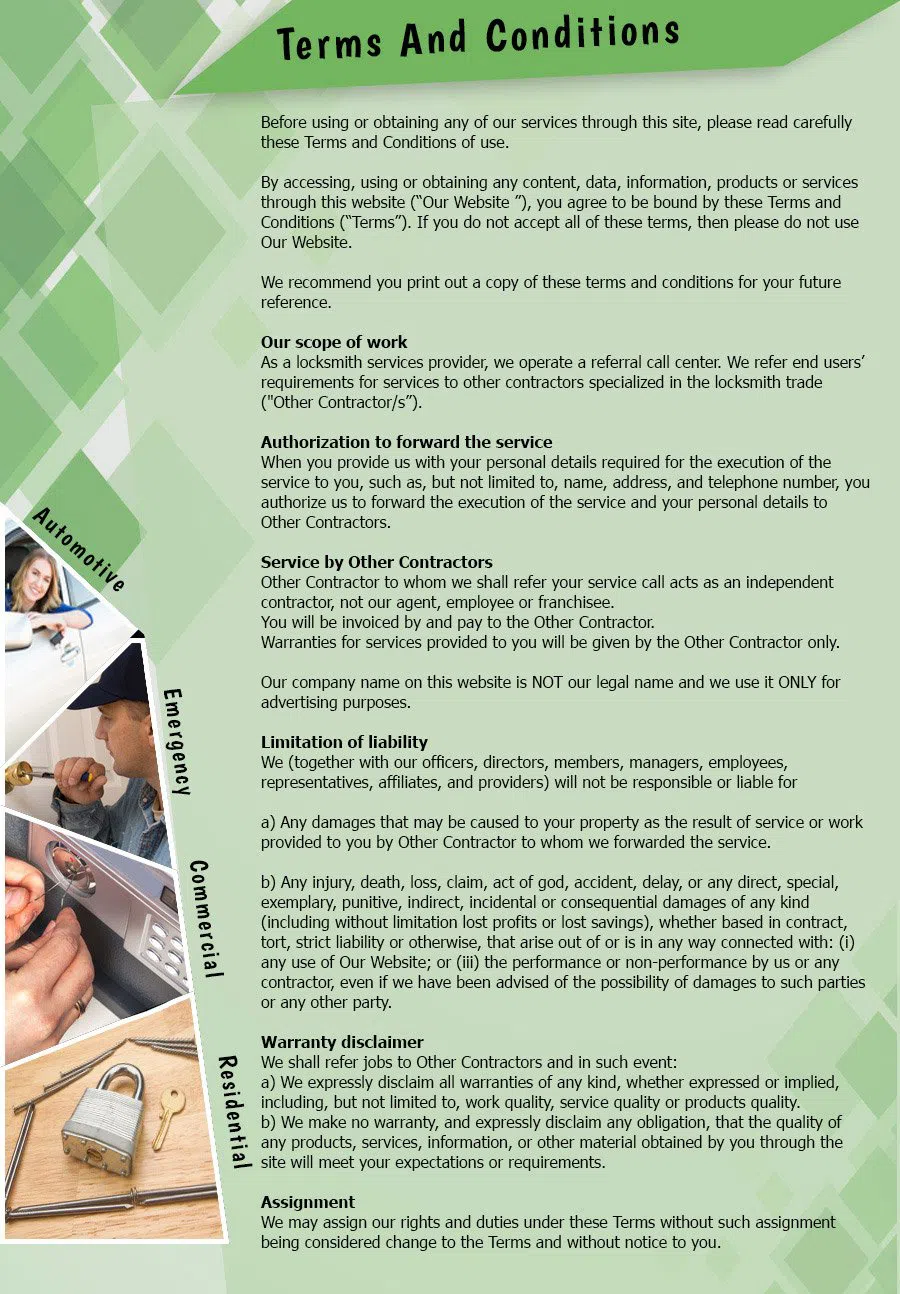 Arlington Locksmith Store Arlington, TX 972-810-6765 - TermsAndConditions-2